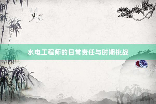 水电工程师的日常责任与时期挑战